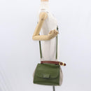 FENDI Silvana Hand Bag Leather 2way Green Gold Auth 153992-26