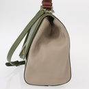 FENDI Silvana Hand Bag Leather 2way Green Gold Auth 153992-3