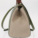 FENDI Silvana Hand Bag Leather 2way Green Gold Auth 153992-4