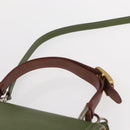 FENDI Silvana Hand Bag Leather 2way Green Gold Auth 153992-14