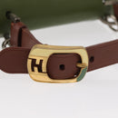 FENDI Silvana Hand Bag Leather 2way Green Gold Auth 153992-8