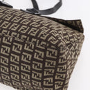 FENDI Zucchino Canvas Mamma Baguette Shoulder Bag Beige Brown Auth 153995-15