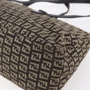 FENDI Zucchino Canvas Mamma Baguette Shoulder Bag Beige Brown Auth 153995-17
