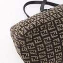 FENDI Zucchino Canvas Mamma Baguette Shoulder Bag Beige Brown Auth 153995-18
