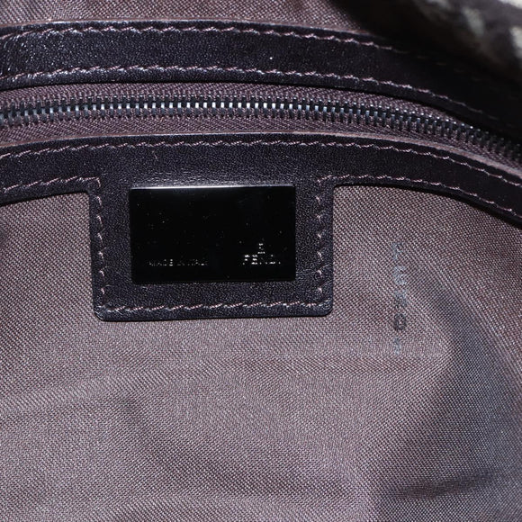 FENDI Zucchino Canvas Mamma Baguette Shoulder Bag Beige Brown Auth 153995