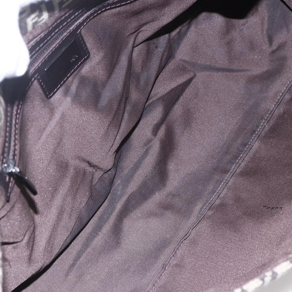 FENDI Zucchino Canvas Mamma Baguette Shoulder Bag Beige Brown Auth 153995