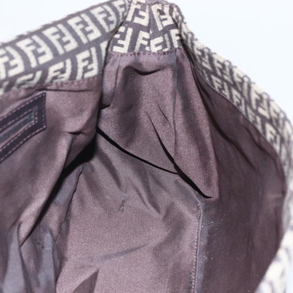 FENDI Zucchino Canvas Mamma Baguette Shoulder Bag Beige Brown Auth 153995