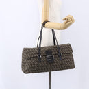 FENDI Zucchino Canvas Mamma Baguette Shoulder Bag Beige Brown Auth 153995-23