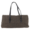 FENDI Zucchino Canvas Mamma Baguette Shoulder Bag Beige Brown Auth 153995-2