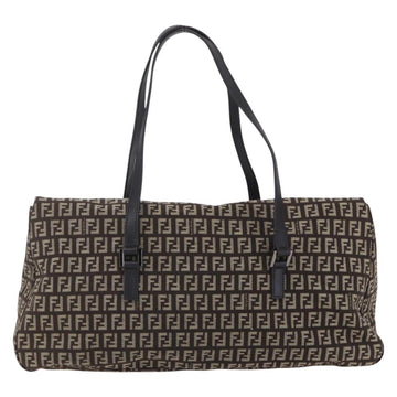 FENDI Zucchino Canvas Mamma Baguette Shoulder Bag Beige Brown Auth 153995 - 0