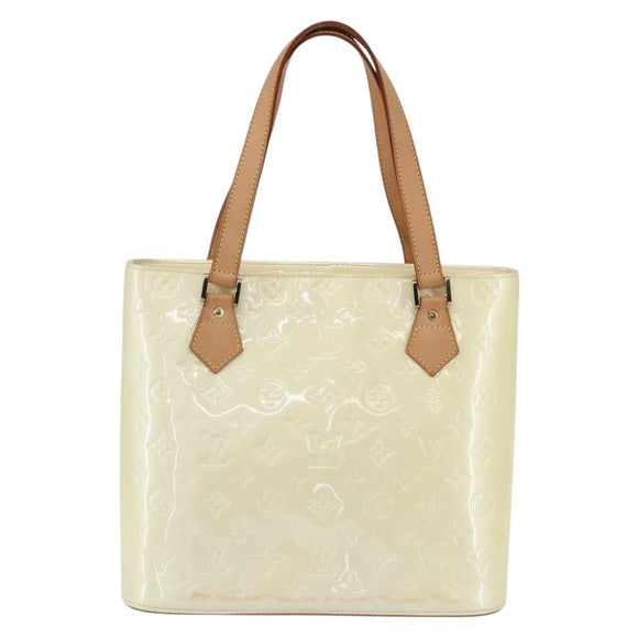 LOUIS VUITTON Monogram Vernis Houston Hand Bag Perle M91342 LV Auth 154000