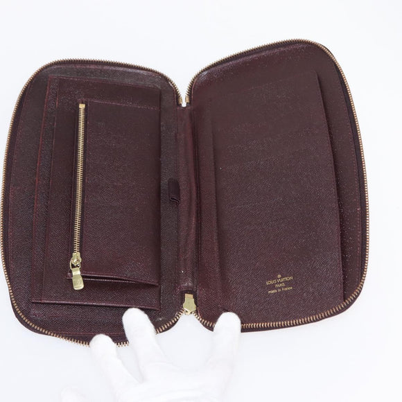 LOUIS VUITTON Taiga Organizer Atoll Travel Case Acajou M30656 LV Auth 154018