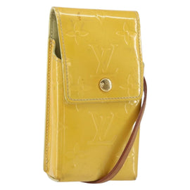 LOUIS VUITTON Monogram Vernis Walker Wallet Lime Yellow M91074 LV Auth 154019