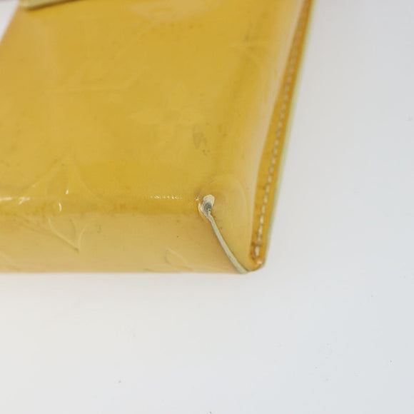 LOUIS VUITTON Monogram Vernis Walker Wallet Lime Yellow M91074 LV Auth 154019