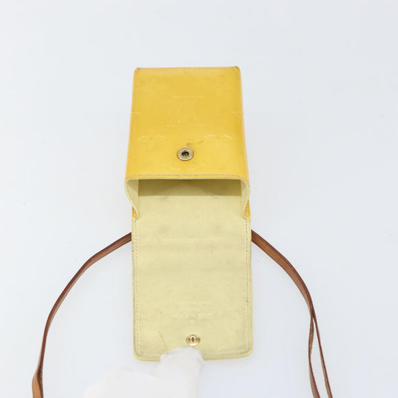 LOUIS VUITTON Monogram Vernis Walker Wallet Lime Yellow M91074 LV Auth 154019