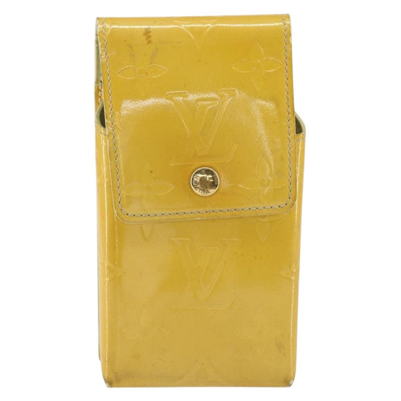LOUIS VUITTON Monogram Vernis Walker Wallet Lime Yellow M91074 LV Auth 154019