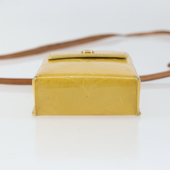 LOUIS VUITTON Monogram Vernis Walker Wallet Lime Yellow M91074 LV Auth 154019