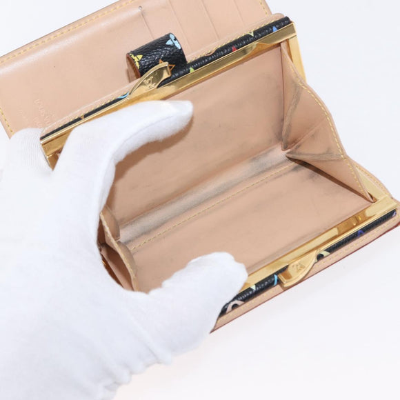 LOUIS VUITTON Multicolor Portefeuille Viennois Wallet Black M92988 Auth 154020