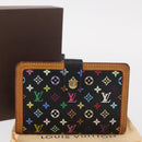 LOUIS VUITTON Multicolor Portefeuille Viennois Wallet Black M92988 Auth 154020-12