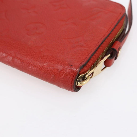 LOUIS VUITTON Monogram Empreinte Zippy Wallet Red M60737 LV Auth 154025
