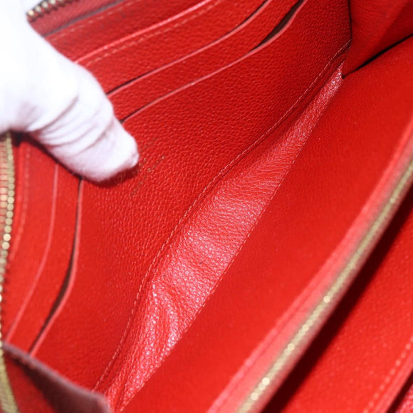 LOUIS VUITTON Monogram Empreinte Zippy Wallet Red M60737 LV Auth 154025