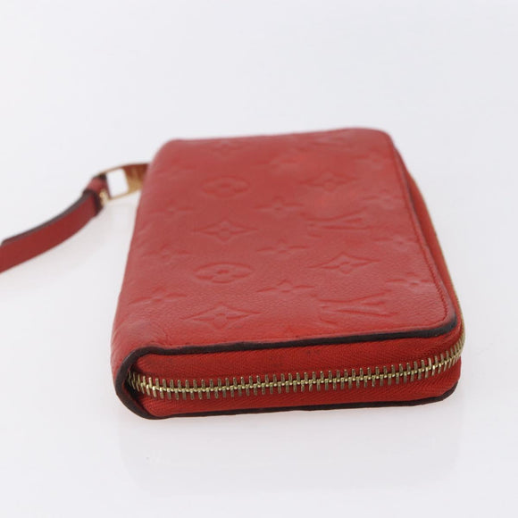 LOUIS VUITTON Monogram Empreinte Zippy Wallet Red M60737 LV Auth 154025