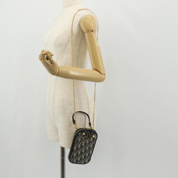 Christian Dior Trotter Canvas Phone Holder Chain Montaigne Bag Navy Auth 154027A