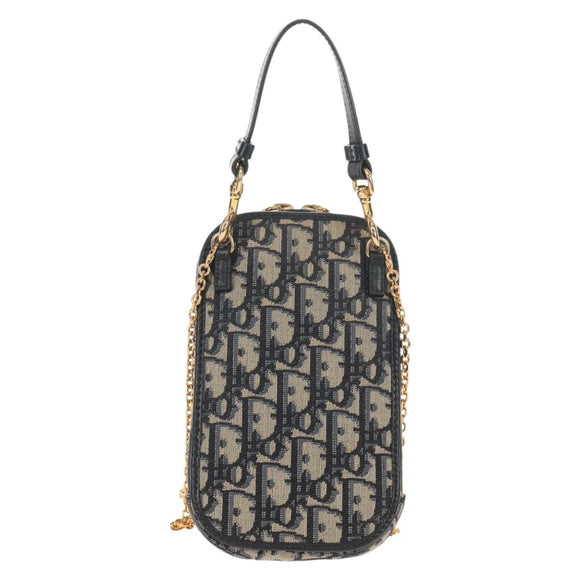 Christian Dior Trotter Canvas Phone Holder Chain Montaigne Bag Navy Auth 154027A