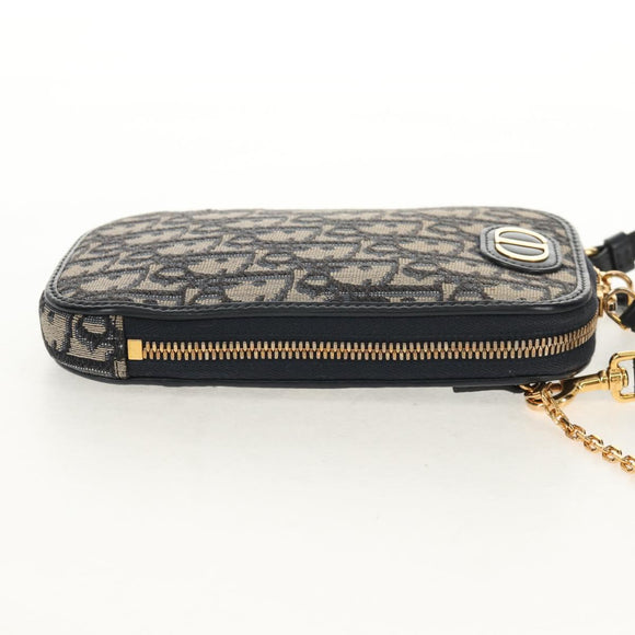 Christian Dior Trotter Canvas Phone Holder Chain Montaigne Bag Navy Auth 154027A