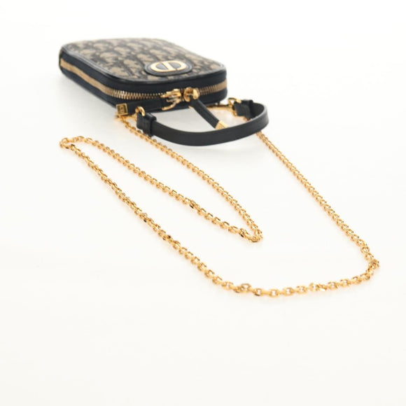 Christian Dior Trotter Canvas Phone Holder Chain Montaigne Bag Navy Auth 154027M