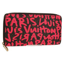 LOUIS VUITTON Monogram Graffiti Zippy Wallet Wallet Pink M93710 Auth 154028V-1
