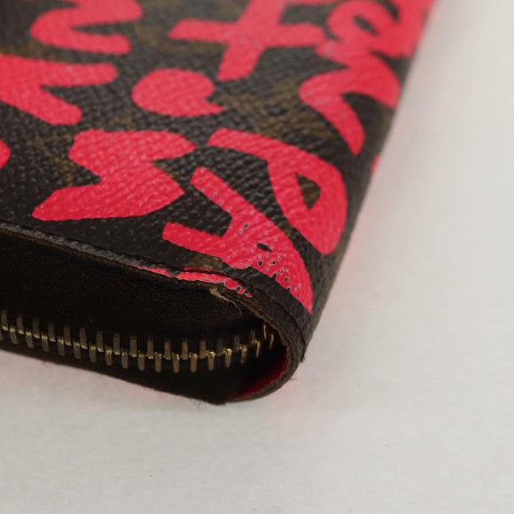 LOUIS VUITTON Monogram Graffiti Zippy Wallet Wallet Pink M93710 Auth 154028V