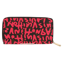 LOUIS VUITTON Monogram Graffiti Zippy Wallet Wallet Pink M93710 Auth 154028V - 0