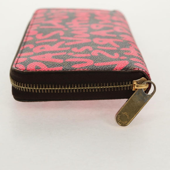 LOUIS VUITTON Monogram Graffiti Zippy Wallet Wallet Pink M93710 Auth 154028V