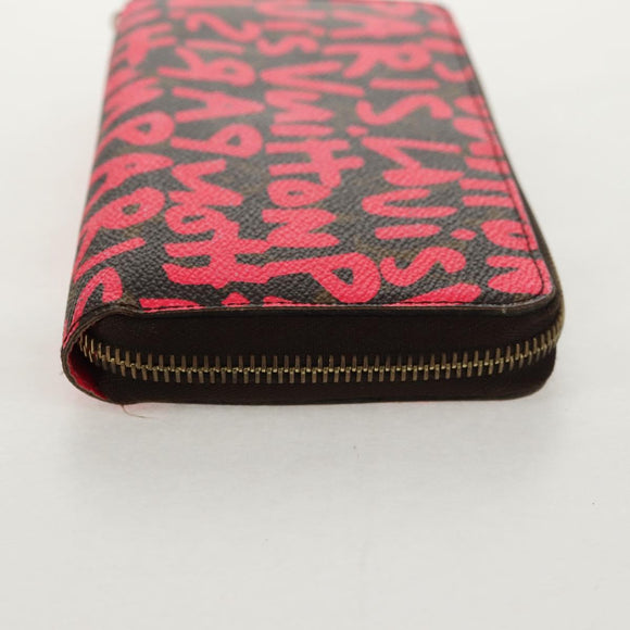 LOUIS VUITTON Monogram Graffiti Zippy Wallet Wallet Pink M93710 Auth 154028V