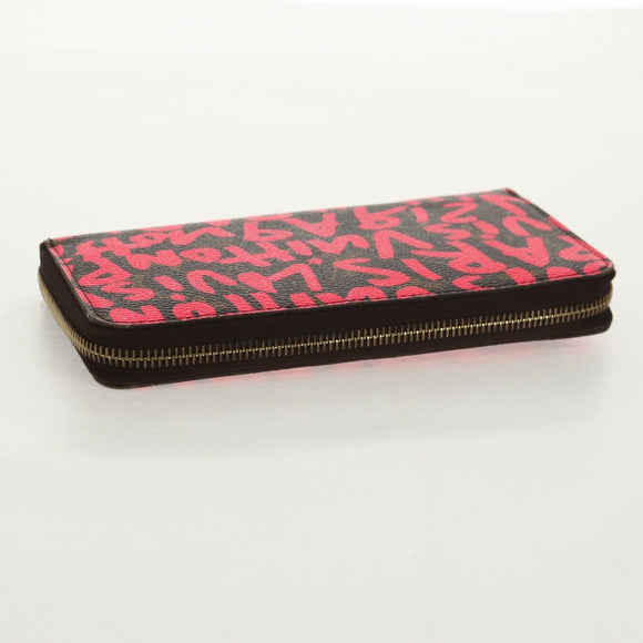 LOUIS VUITTON Monogram Graffiti Zippy Wallet Wallet Pink M93710 Auth 154028V