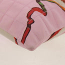 CHANEL Choco Bar Hand Bag Canvas Gold Pink CC Auth 154030M-12