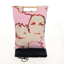 CHANEL Choco Bar Hand Bag Canvas Gold Pink CC Auth 154030M-23