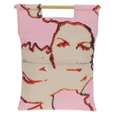 CHANEL Choco Bar Hand Bag Canvas Gold Pink CC Auth 154030M-3