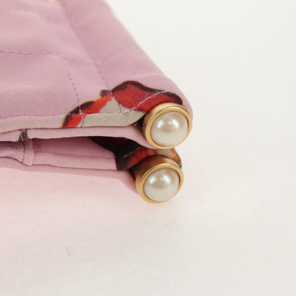 CHANEL Choco Bar Hand Bag Canvas Gold Pink CC Auth 154030M