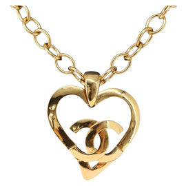 CHANEL COCO Mark Necklace metal Gold Tone CC Auth 154033SAV