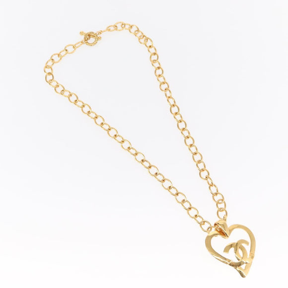 CHANEL COCO Mark Necklace metal Gold Tone CC Auth 154033SAV