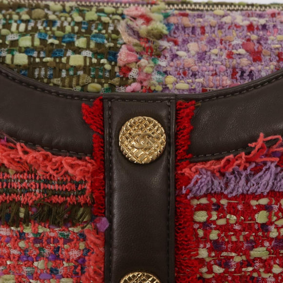 CHANEL Girl Chanel Shoulder Bag Tweed Multicolor Gold CC Auth 154036SAM