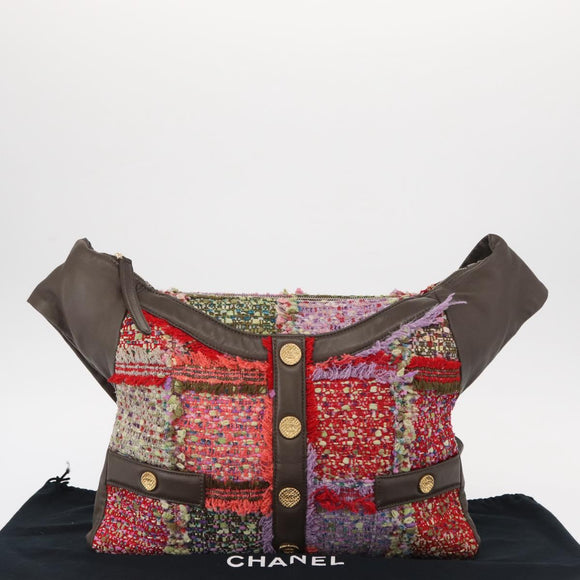 CHANEL Girl Chanel Shoulder Bag Tweed Multicolor Gold CC Auth 154036SAM