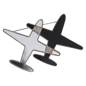 CHANEL Airline Mirror Brooch metal Silver CC Auth 154038V