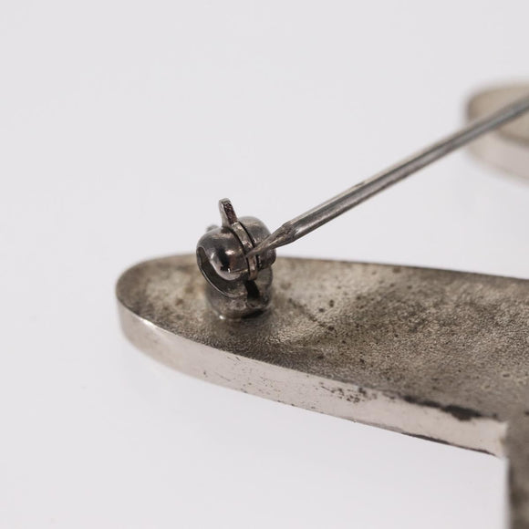 CHANEL Airline Mirror Brooch metal Silver CC Auth 154038V