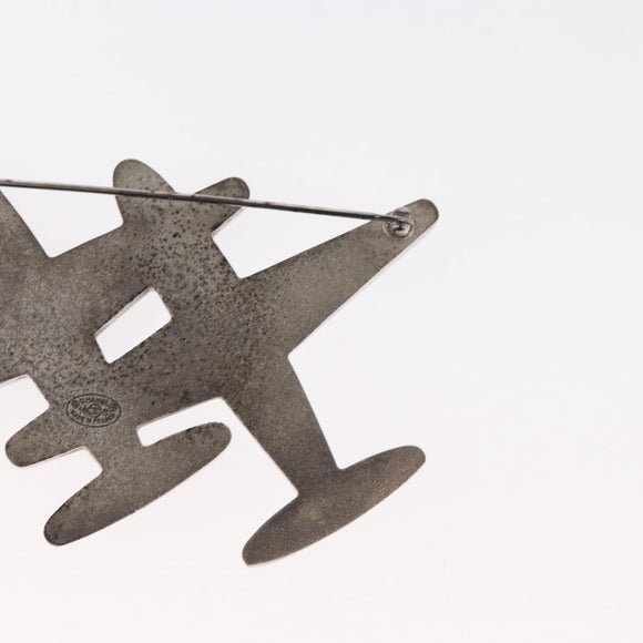 CHANEL Airline Mirror Brooch metal Silver CC Auth 154038V