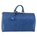 LOUIS VUITTON Epi Keepall 50 Boston Bag Blue M42965 LV Auth 154039V-1