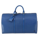 LOUIS VUITTON Epi Keepall 50 Boston Bag Blue M42965 LV Auth 154039V-13