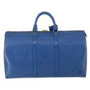 LOUIS VUITTON Epi Keepall 50 Boston Bag Blue M42965 LV Auth 154039V-2